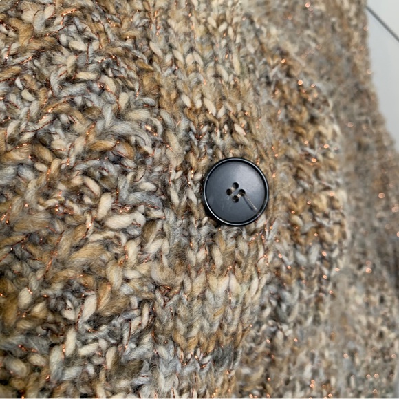 Elsamanda Womans Italian Gold Brown Wool Open Knit Sweater Size Large - Picture 8 of 11